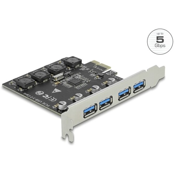 Karta PCI Express x1 do 4x USB-A 5Gbps zewn. żeńskie Delock 90509