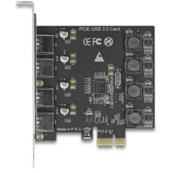 Karta PCI Express x1 do 4x USB-A 5Gbps zewn. żeńskie Delock 90509