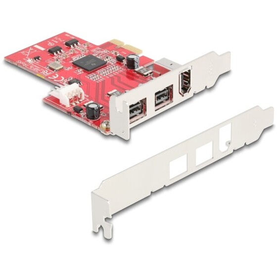 Karta PCI Express x1 na 2x FireWire B + 1x FireWireA low profile Delock 90738