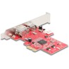 Karta PCI Express x1 na 2x FireWire B + 1x FireWireA low profile Delock 90738