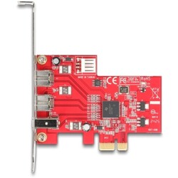 Karta PCI Express x1 na 2x FireWire B + 1x FireWireA low profile Delock 90738