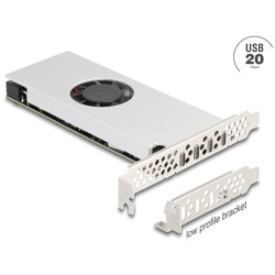 Karta PCI Express x16 do 4x USB-C 20Gbps, quad channel, z wentylatorem i radiatorem low-profile Delock 90806