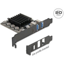Karta PCI Express x4 do 1x USB-C 20Gbps + 2x USB-A 10Gbps niskoprofilowa Delock 90891