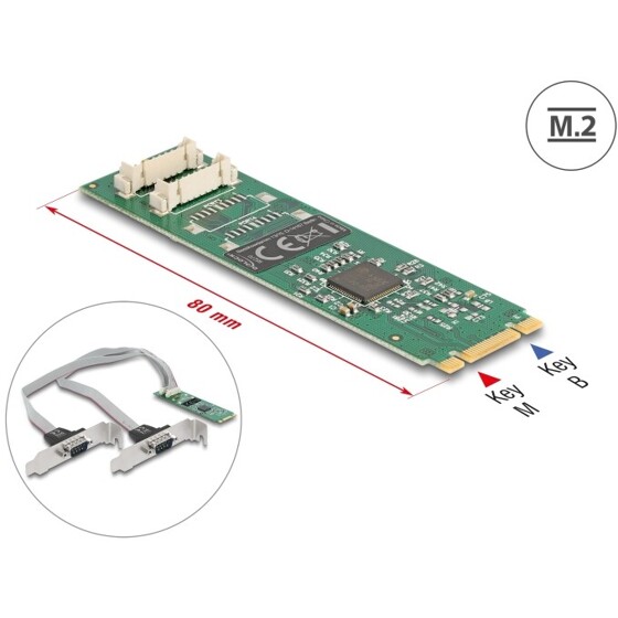 Karta M.2 2-portowa RS-232 DB9 low profile Delock 95270