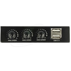 Panel przedni 3.5" 2x USB 2.0 ze sterowaniem wentylatorem Delock 62714