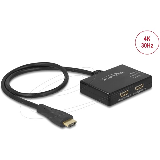 Splitter HDMI 1 wejście HDMI na 2 wyjścia HDMI 4K z przewodem Delock 87700