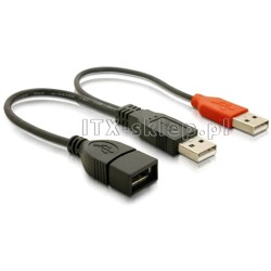 Wzmacniacz USB typu Y 2xUSB - 1xUSB Data + Power A-A Delock 65306