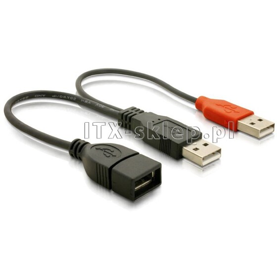 Wzmacniacz USB typu Y 2xUSB - 1xUSB Data + Power A-A Delock 65306