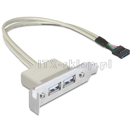 Śledź low-profile USB 9pin - 2xUSB zewnętrzne 50cm