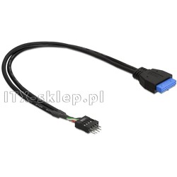 Kabel USB 3.0 wewnętrzny 19pin żeński - USB 2.0 męski 30cm Delock 83095