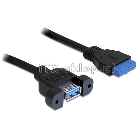 Kabel USB 3.0 wewnętrzny 19pin F - USB 3.0-A żeńsko-żeński 5Gbps 50cm