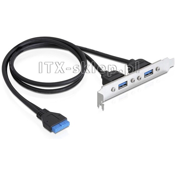 Śledź 2xUSB 3.0 wtyk żeński 19pin wewnętrzny 5Gbps 40cm