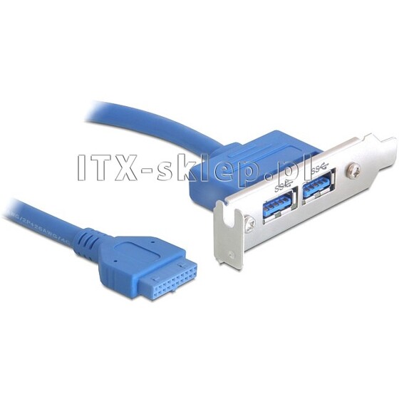 Śledź low-profile 2xUSB 3.0 wtyk żeński 19pin wewnętrzny 5Gbps 40cm