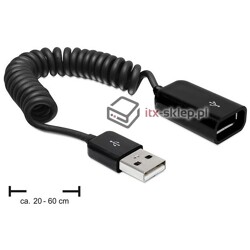 Przedłużacz USB 2.0 krótki spiralny M-F 20-60cm Delock 83163