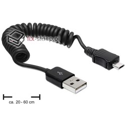 Kabel USB-A micro-B krótki spiralny M-M 20-60cm Delock 83162