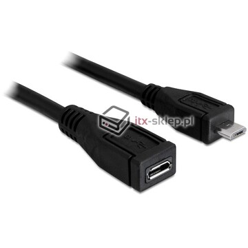 Przedłużacz USB micro-B M-F męsko-żeński 50cm Delock 83133