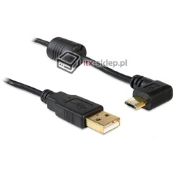 Kabel USB-A micro-B kątowy poziomy pozłacany M-F 1m Delock 83147