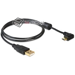 Kabel USB-A micro-B kątowy poziomy pozłacany M-F 1m Delock 83147