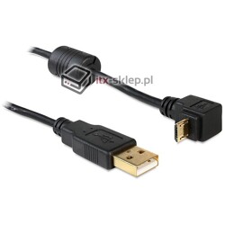 Kabel USB-A micro-B kątowy pionowy pozłacany M-F 1m Delock 83148