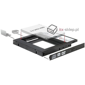 Ramka montażowa Slim SATA 5,25" dla dysku 2,5" HDD SSD Delock 61993