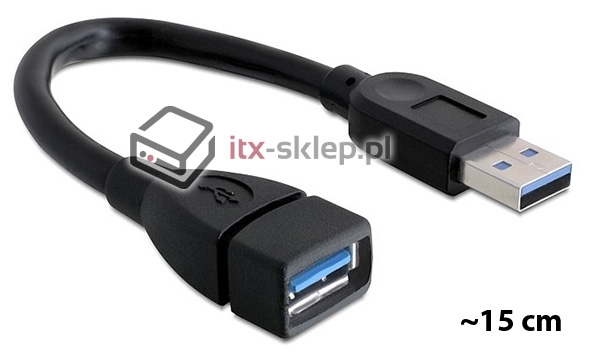 Przedłużacz USB 3.0 A-A krótki 15cm M-F Delock 82776