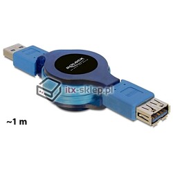 Przedłużacz zwijany USB 3.0 A-A 1m M-F Delock 82649
