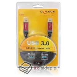 Kabel USB 3.0-A Premium HQ M-M męsko-męski 3m Delock 82746