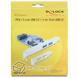 Kontroler 2xUSB 3.0 PCI-Express x1 USB 19pin złącze wewnętrzne HQ Delock 89315