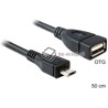 Kabel OTG USB-A micro-B prosty długi 50cm do smartphone'a Delock 83183