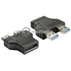Adapter wewnętrzny USB 3.0 męski - 2x USB 3.0 męski 19pin Delock 65398
