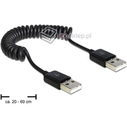 Kabel USB-A męski krótki spiralny M-M 20-60cm Delock 83239