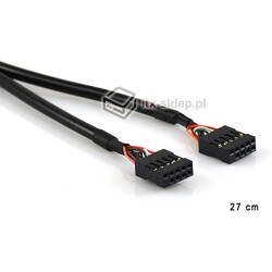 Kabel USB wewnętrzny 9pin F-F żeńsko-żeński 27cm 28AWG