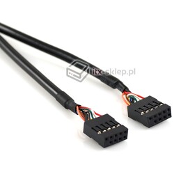 Kabel USB wewnętrzny 9pin F-F żeńsko-żeński 27cm 28AWG