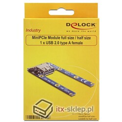 Adapter mini PCI-Express USB 2.0 I/O half-size - full-size Delock 95235