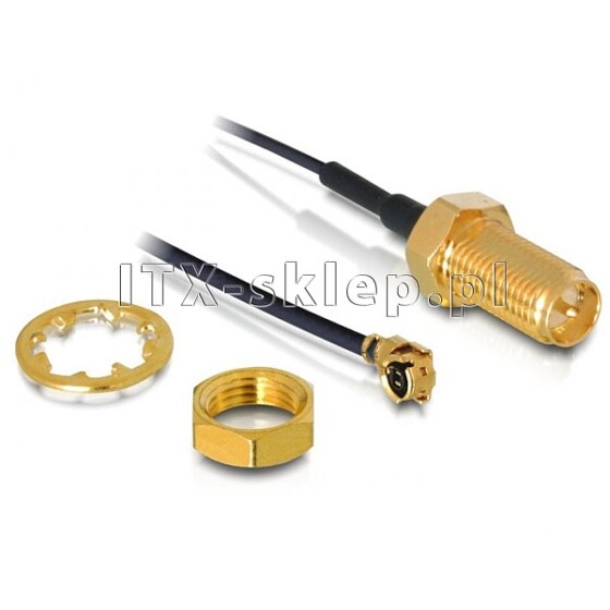 Konnektor gniazdo uF - SMA/RP 50cm kolor czarny