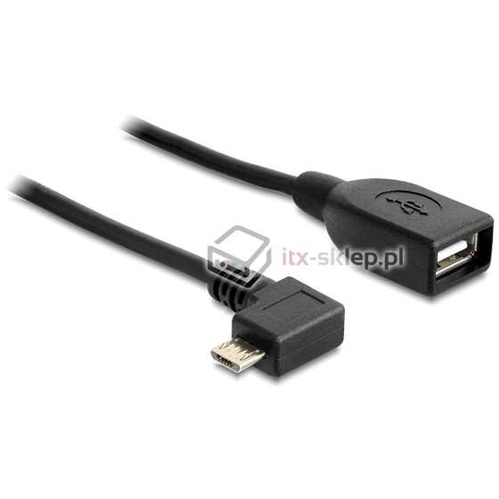Kabel OTG USB-A micro-B kątowy długi 50cm do smartphone'a Delock 83271