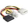 Kabel zasilający Molex męski - 1xSATA żeński + wtyk P4 12V 15.5cm