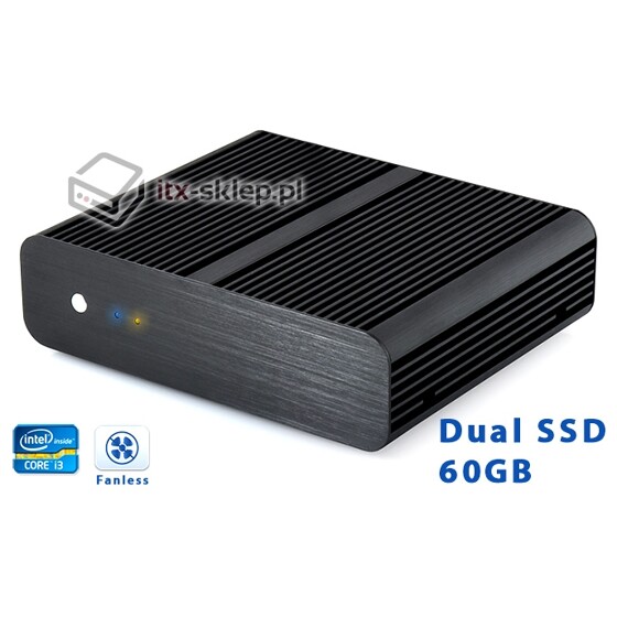 Komputer Digital Signage Fanless Core i3-3220T 2,8GHz 4GB 2x SSD 60GB H01-H61-Dual-SSD60-19V