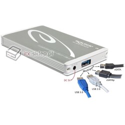Obudowa zewnętrzna do dysku 2,5" 6Gbps Multiport USB 3.0 + eSATAp 9,5mm Delock 42514