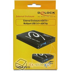 Obudowa zewnętrzna do dysku mSATA Multiport USB 3.0 + eSATAp 9,5mm Delock 42508