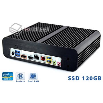 Komputer przemysłowy Fanless Core i3-3220T 2,8GHz 2xLAN 4GB SSD 120GB H01-Q77-SSD120-19V