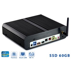 Komputer przemysłowy Fanless Core i3-3220T 2,8GHz 2xLAN 4GB SSD 60GB H01-Q77-SSD60-19V-WiFi