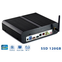 Komputer przemysłowy Fanless Core i3-3220T 2,8GHz 2xLAN 4GB SSD 120GB H01-Q77-SSD120-19V-WiFi