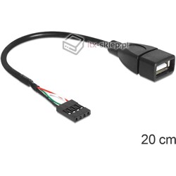 Kabel USB 2.0-A żeński  4pin żeński wewnętrzny do płyty głównej 20cm Delock 83291