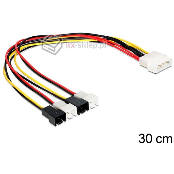 Rozdzielacz zasilania Molex dla wentylatora 4PIN - 4x 2PIN 30cm