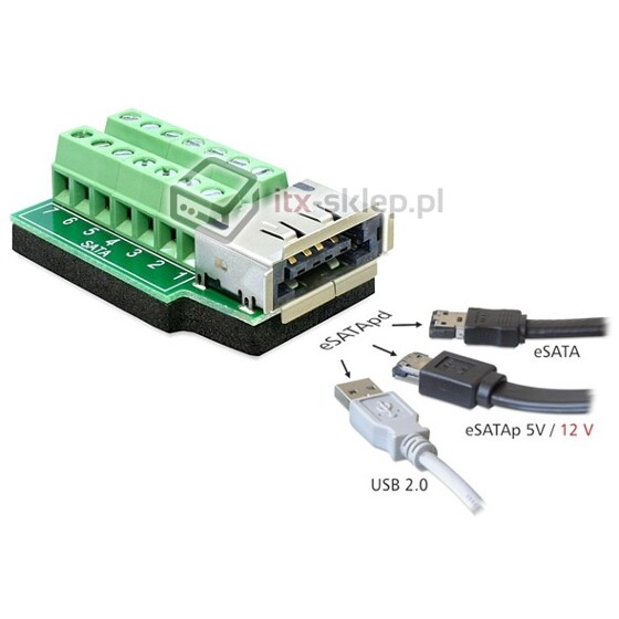 Adapter terminal eSATApd 5V / 12V F raster 3,81 mm
