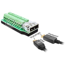 Adapter terminal Dualport HDMI + Displayport F raster 3,81 mm