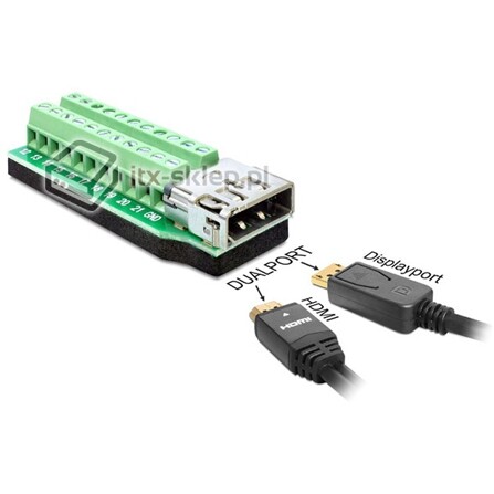 Adapter terminal Dualport HDMI + Displayport F raster 3,81 mm