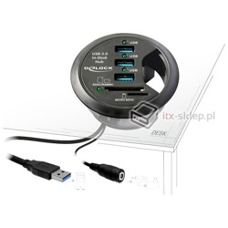 Hub biurkowy 3-portowy USB 3.0 + czytnik kart SD Delock 61991