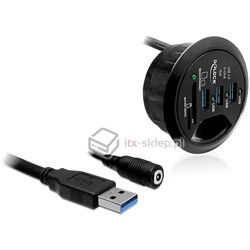 Hub biurkowy 3-portowy USB 3.0 + czytnik kart SD Delock 61991